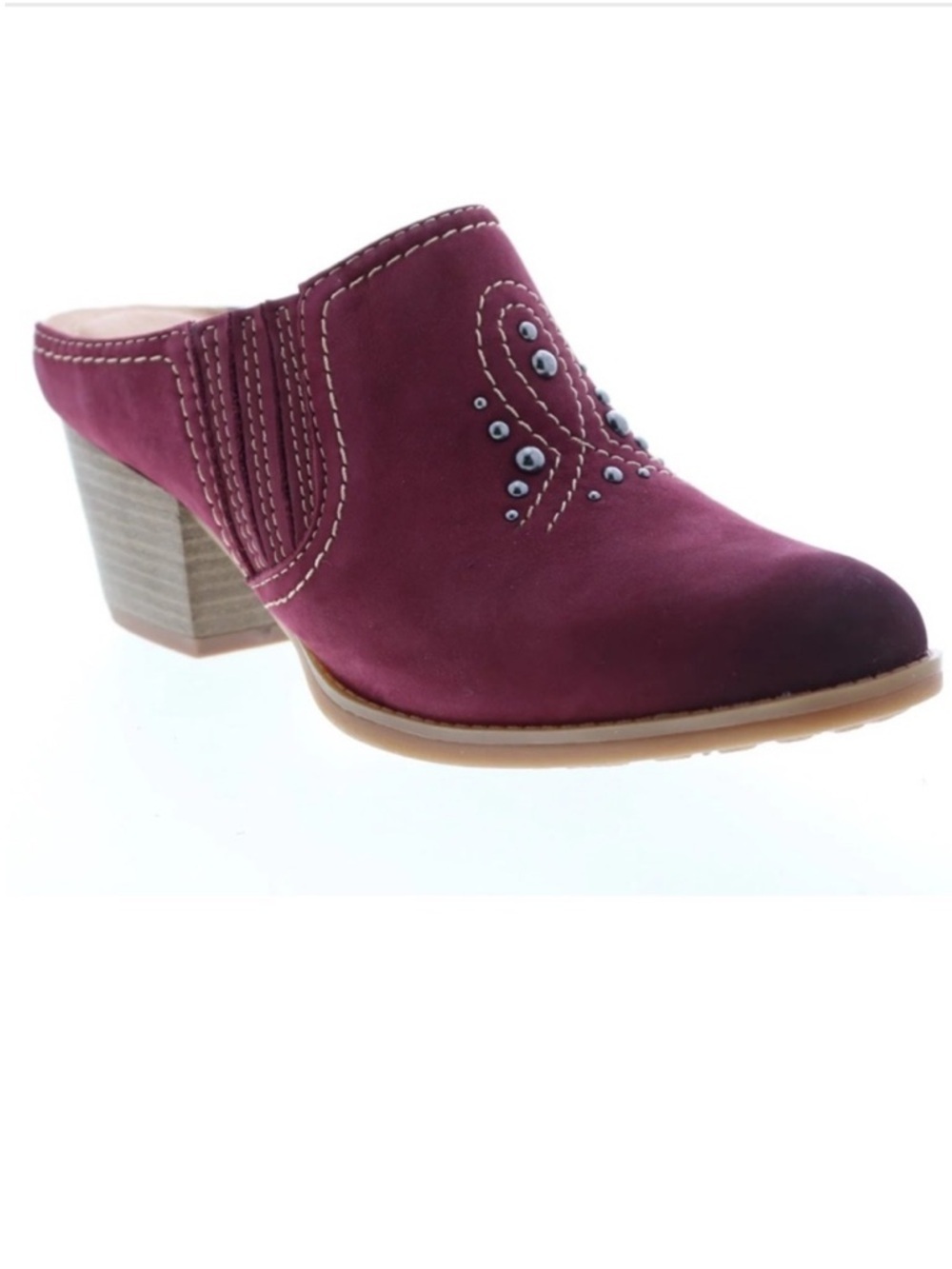 Earth Womens Mendon buck Burgandy Nubuck Cushioned Slide mules Shoes size 8.5